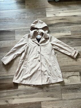 Calvin Klein Women's Beige Hooded Trench Coat S